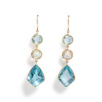 YELLOW GOLD, TOPAZ AND QUARTZ EARRINGS