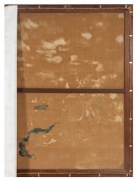 A Pair of Continental Painted Canvas Tapestry Panels
