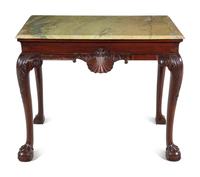 A George II Carved Mahogany Marble-Top Pier Table