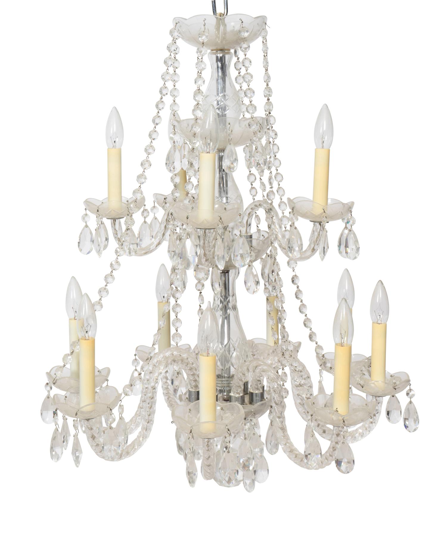 A Georgian Style Cut Glass Fourteen-Light Chandelier