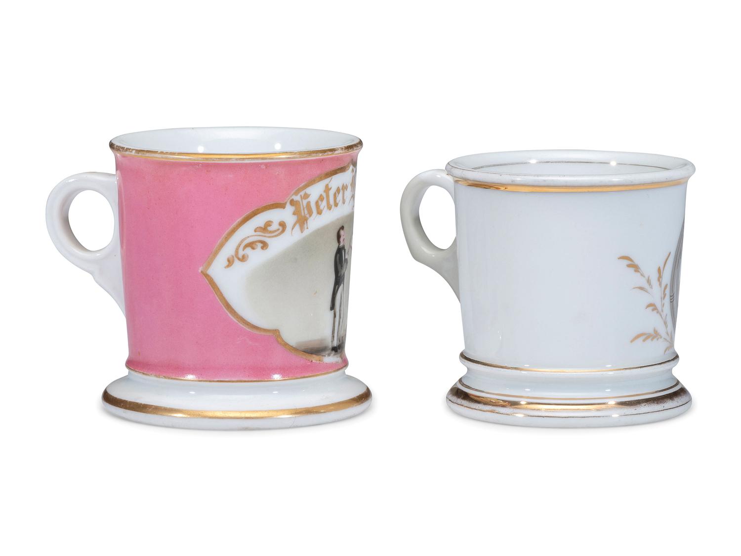 Two Musician's Porcelain Shaving Mugs