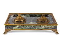 An Empire Gilt Bronze Mounted Marble Encrier
