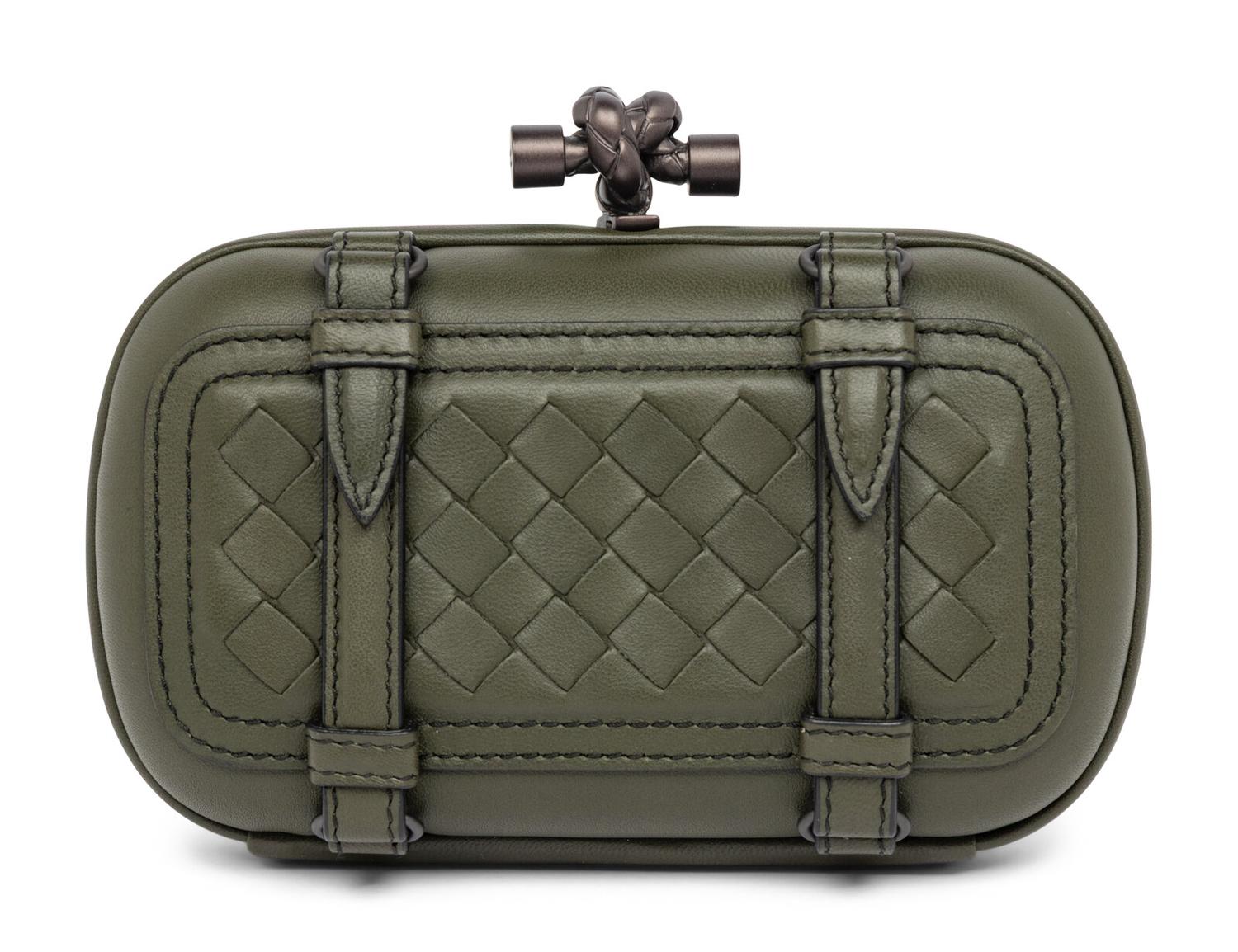 Bottega Veneta, Olive Green Buckled Knot Clutch