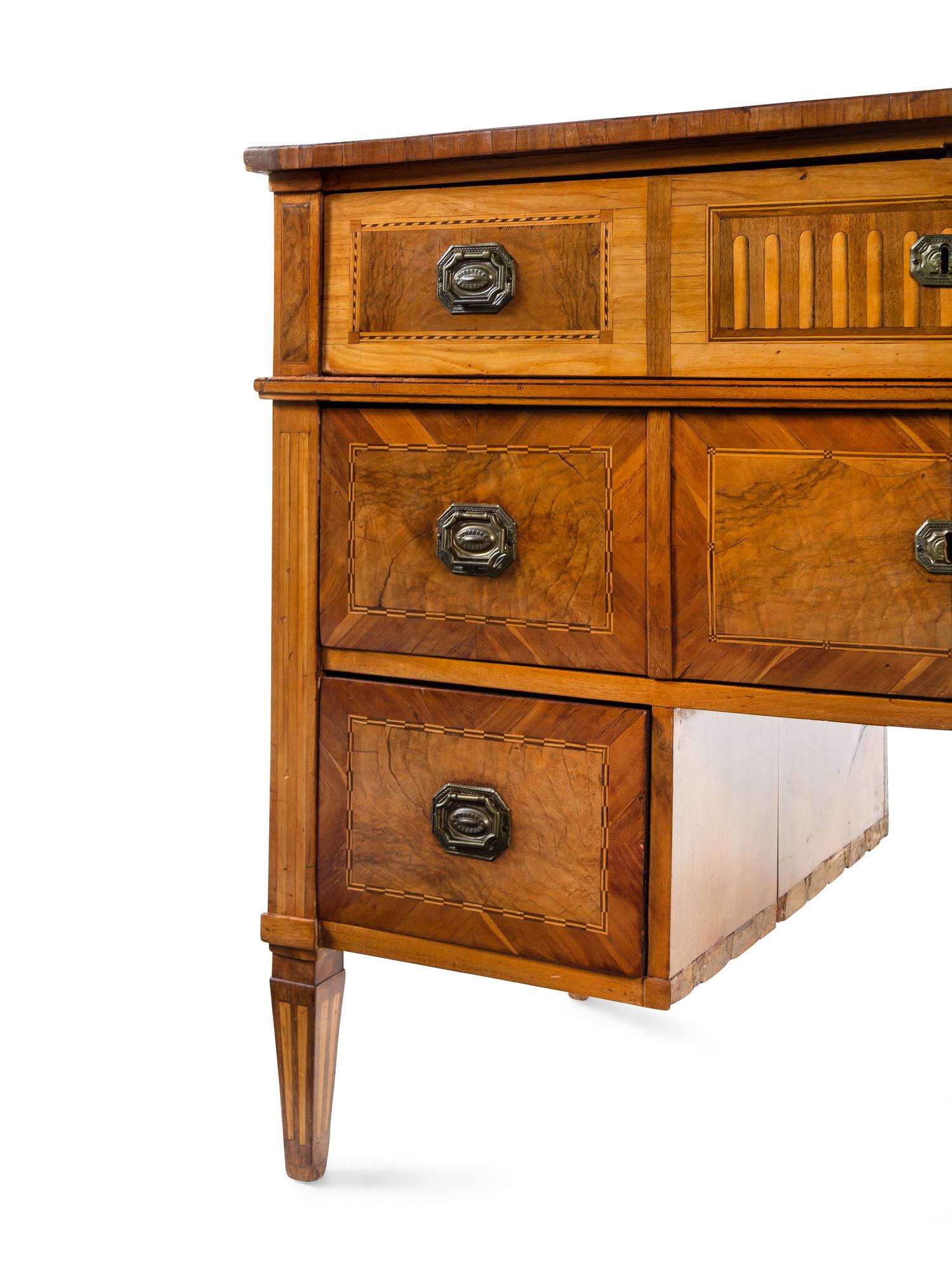 A Louis XVI Walnut and Fruitwood Marquetry Metamorphic Secretary Desk