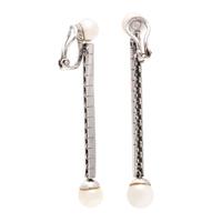 DIAMOND AND CULTURED PEARL EARCLIPS