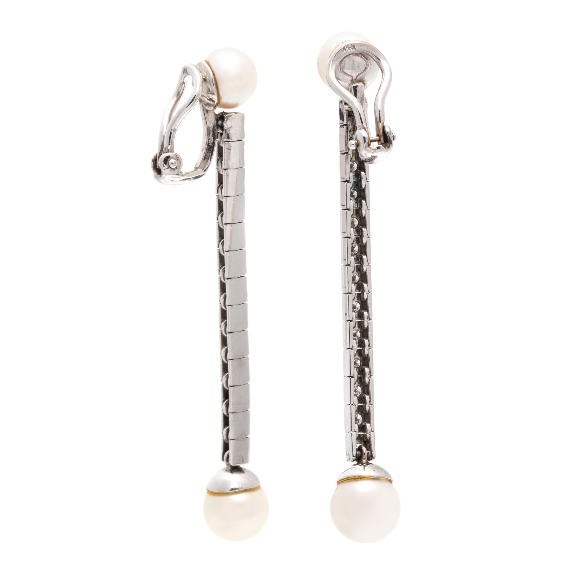 DIAMOND AND CULTURED PEARL EARCLIPS