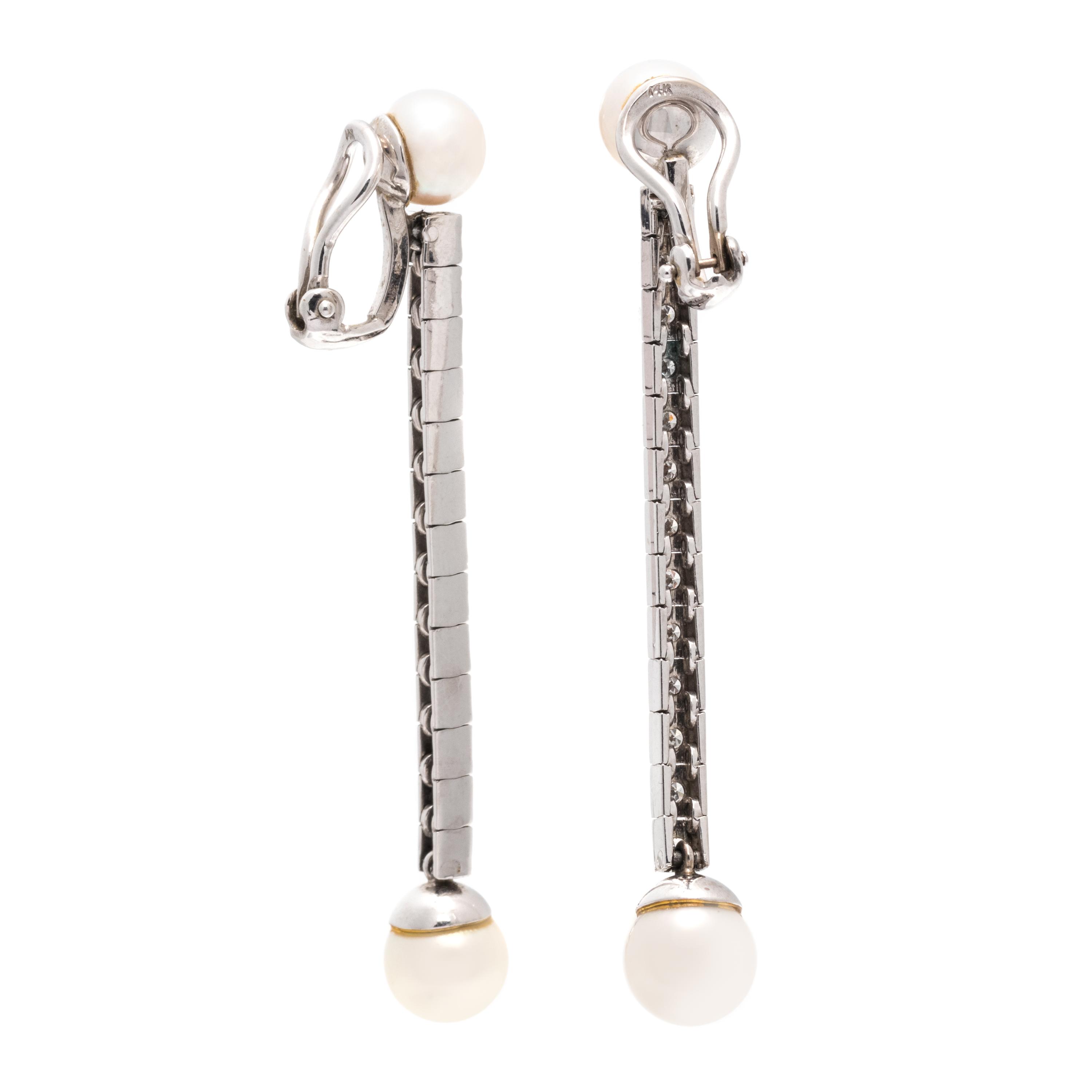 DIAMOND AND CULTURED PEARL EARCLIPS