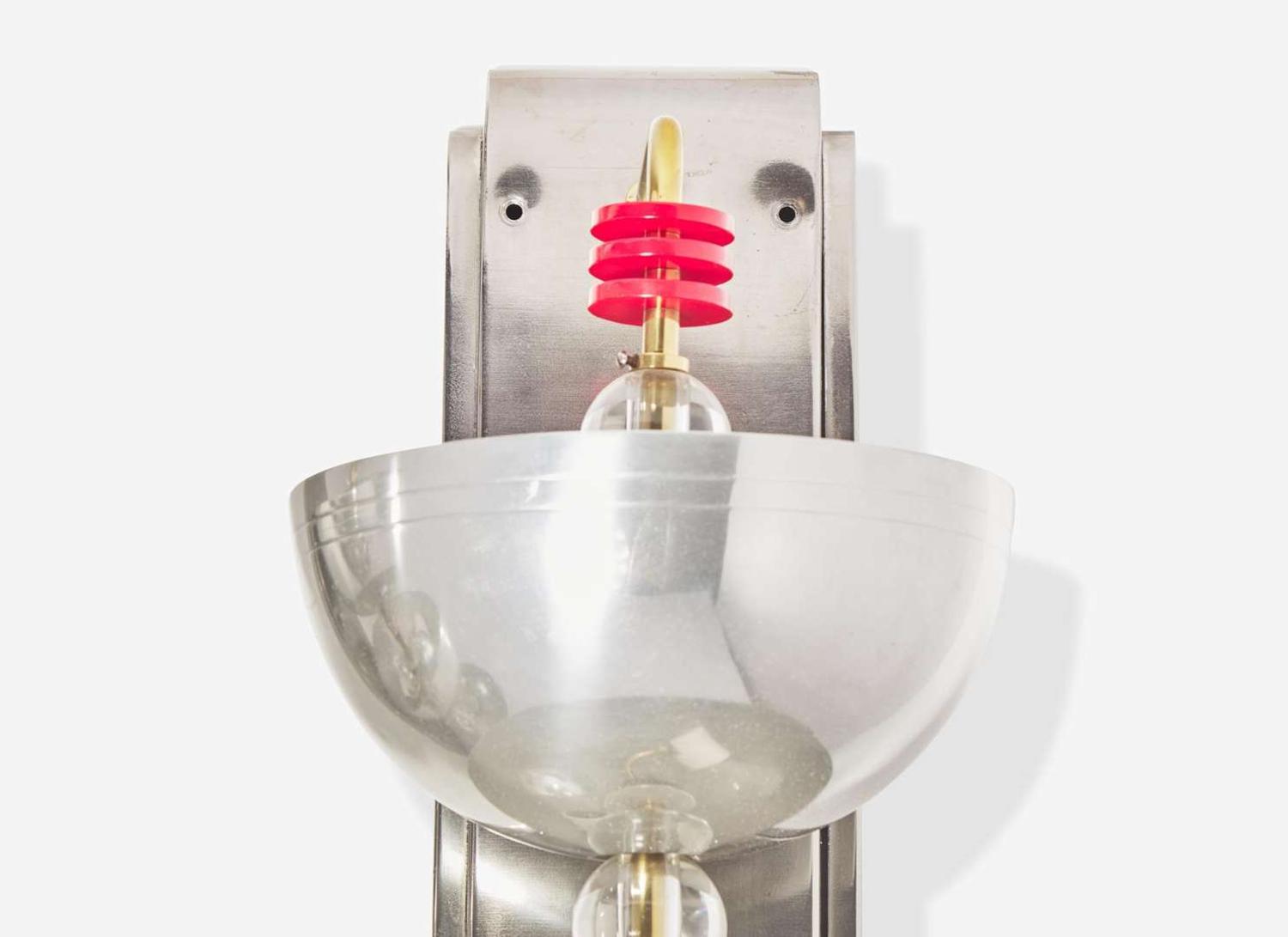 American, Pair of Chrome and Bakelite Sconces