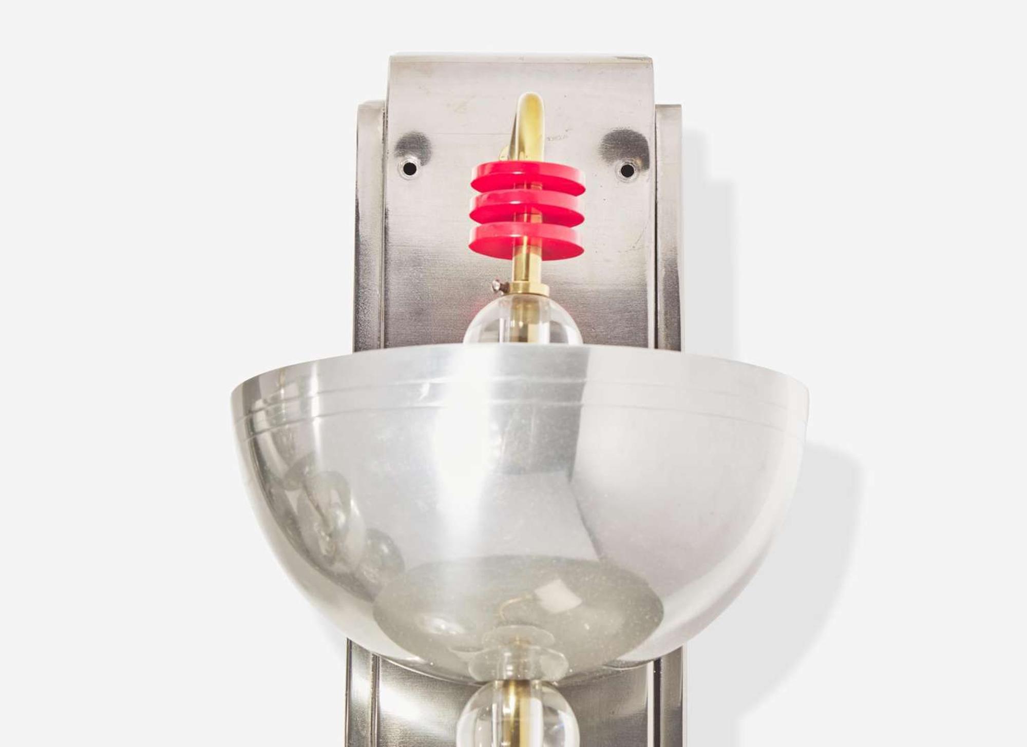 American, Pair of Chrome and Bakelite Sconces