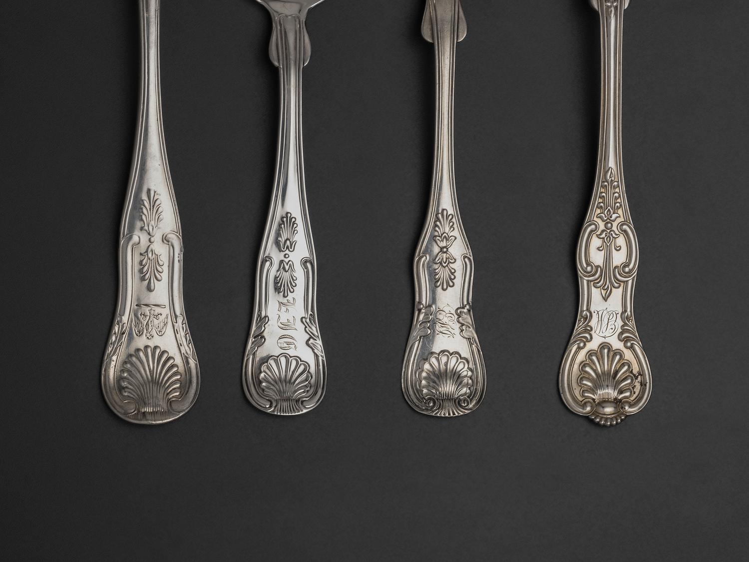 An Assembled Group of 'Kings' Pattern Silver Flatware