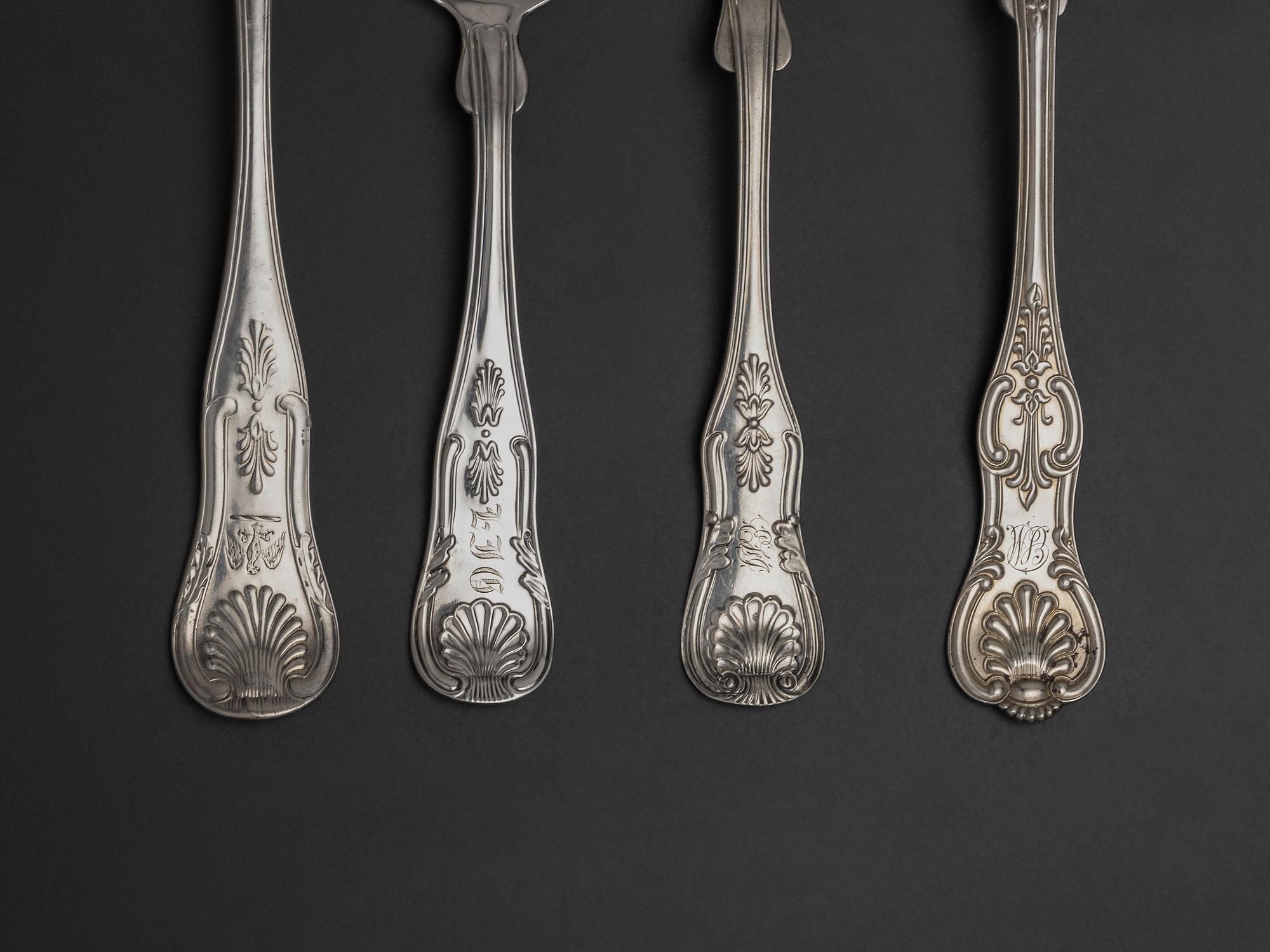 An Assembled Group of 'Kings' Pattern Silver Flatware