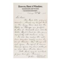 [Chicago Fire]. A large archive of letters, documents, tokens, and ephemera related to the Great Fire.
