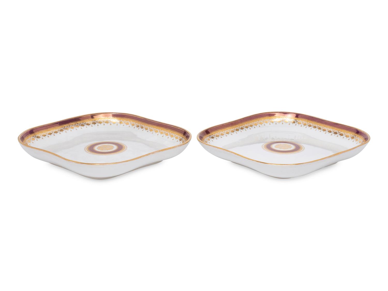 A Pair of Vienna Porcelain Square Dishes
