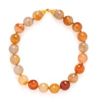 YELLOW GOLD AND AGATE BEAD NECKLACE
