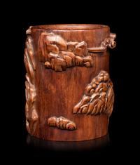 A Chinese Huagnhuali Brushpot, Bitong