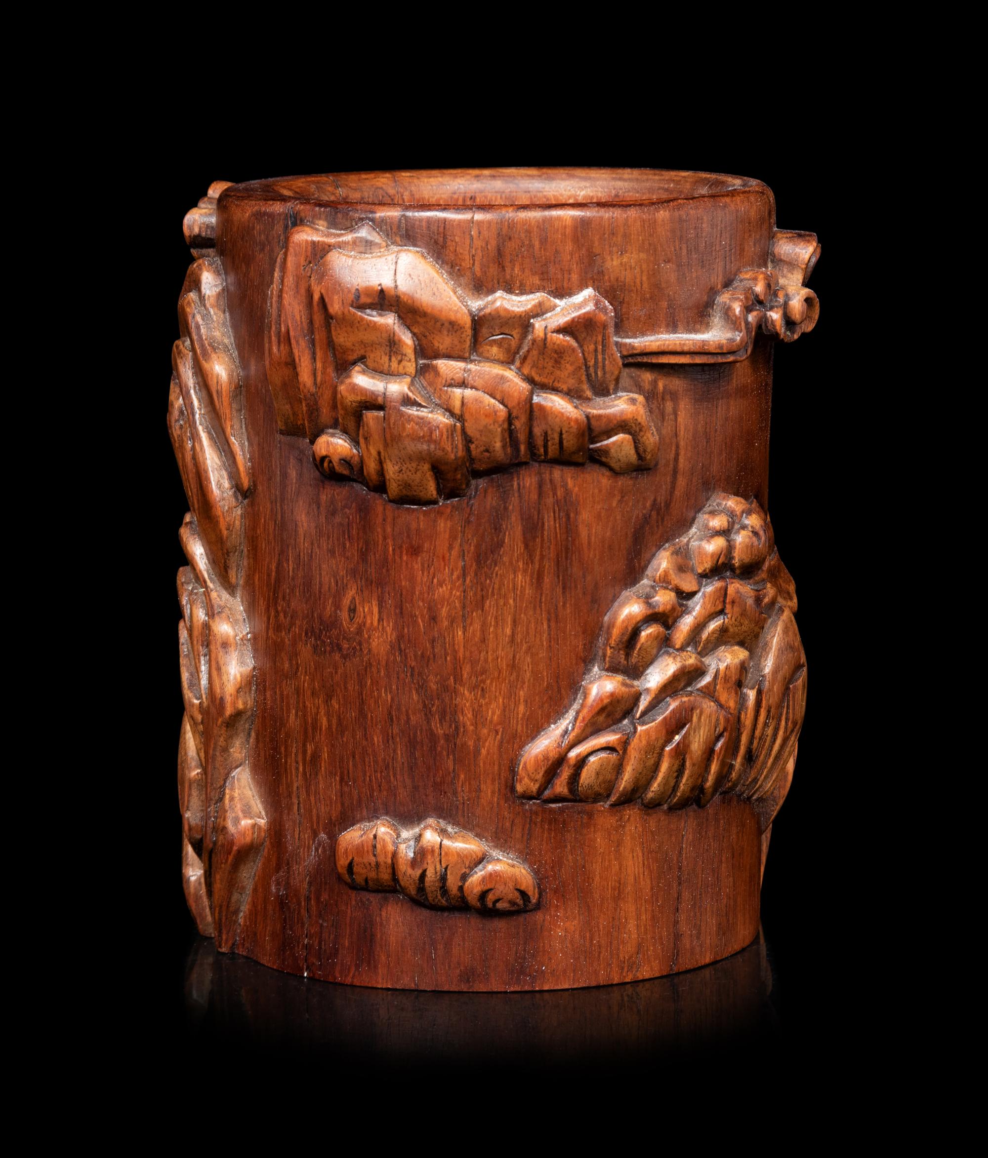 A Chinese Huagnhuali Brushpot, Bitong