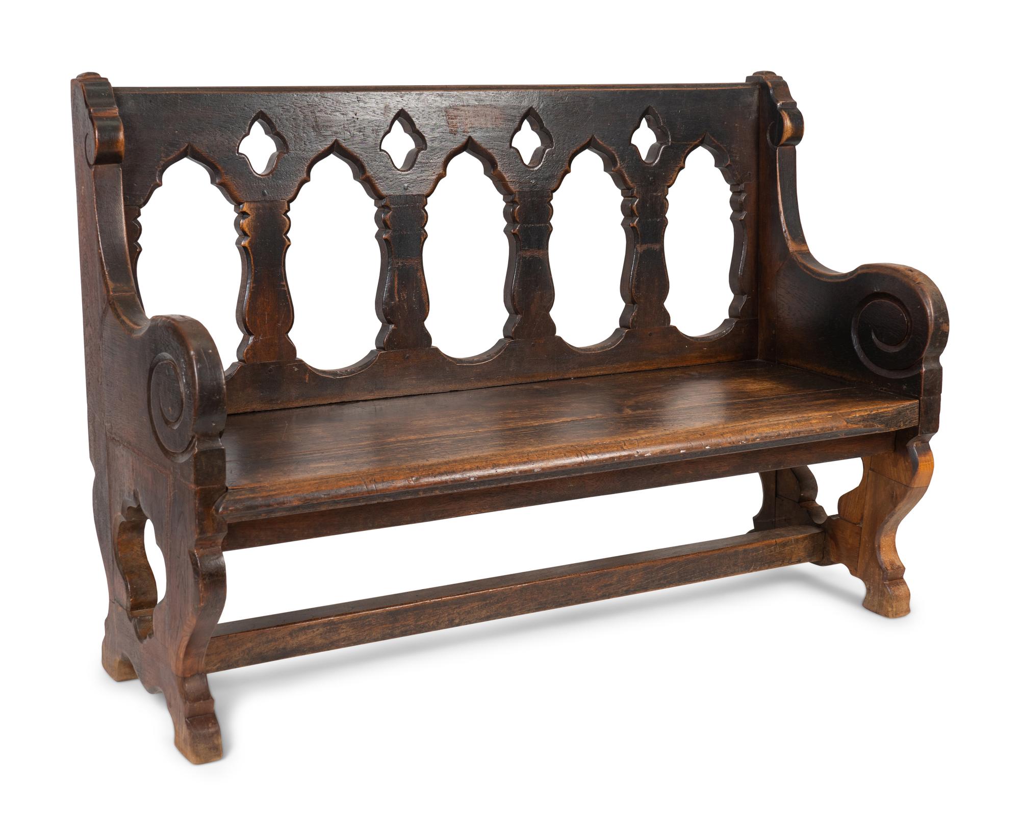 An English Gothic Style Bench — 19TH CENTURY