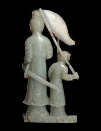 A Chinese Pale Celadon Jade Figural Group