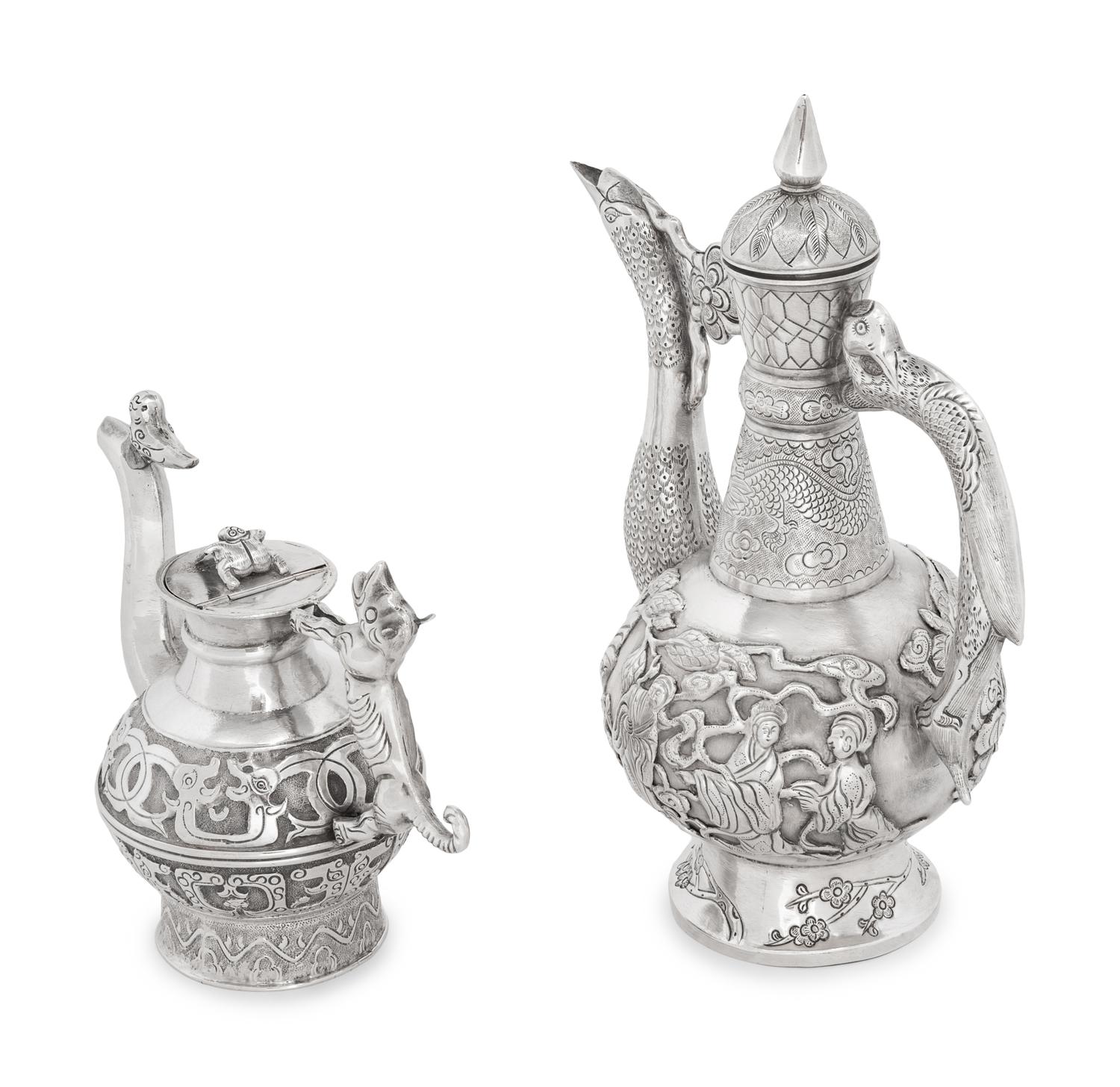 Two Silver Tea Pots