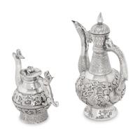 Two Silver Tea Pots