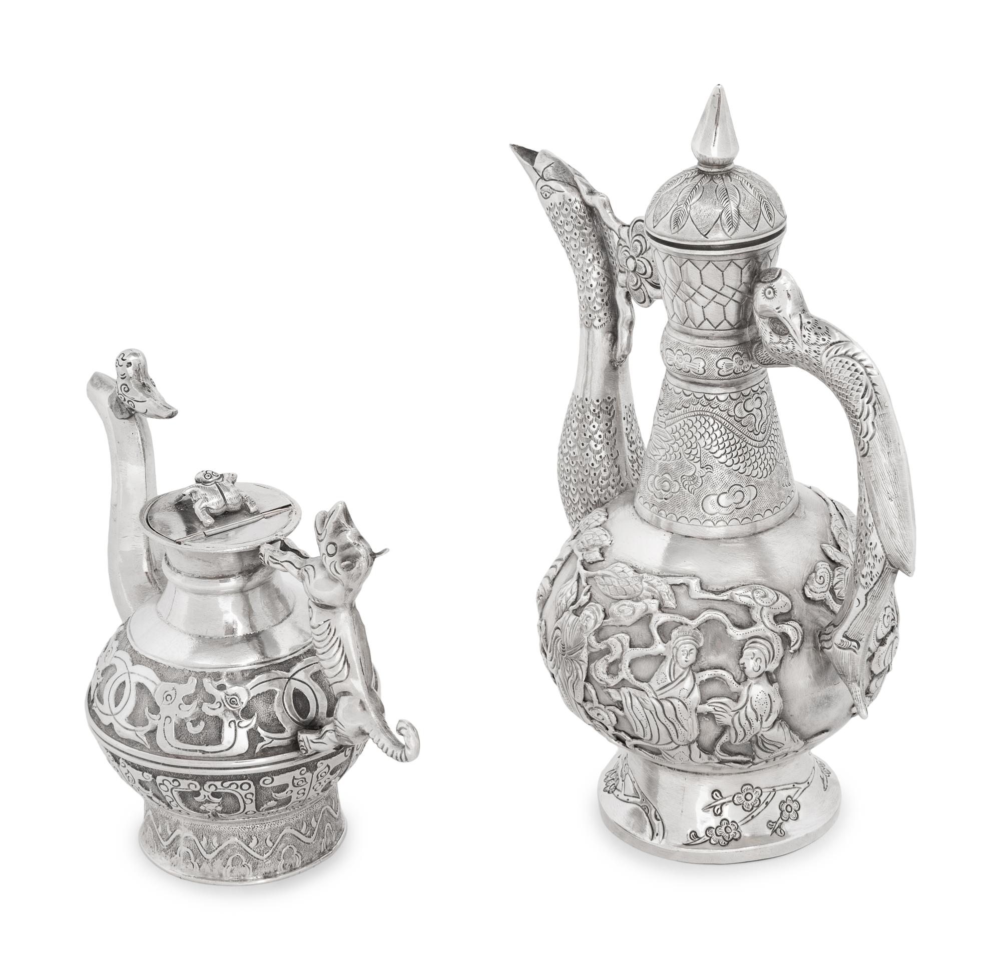 Two Silver Tea Pots