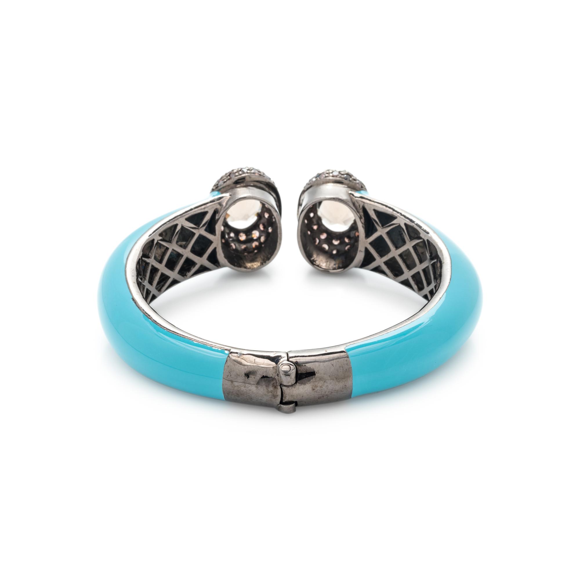 SMOKY QUARTZ AND ENAMEL CUFF BRACELET