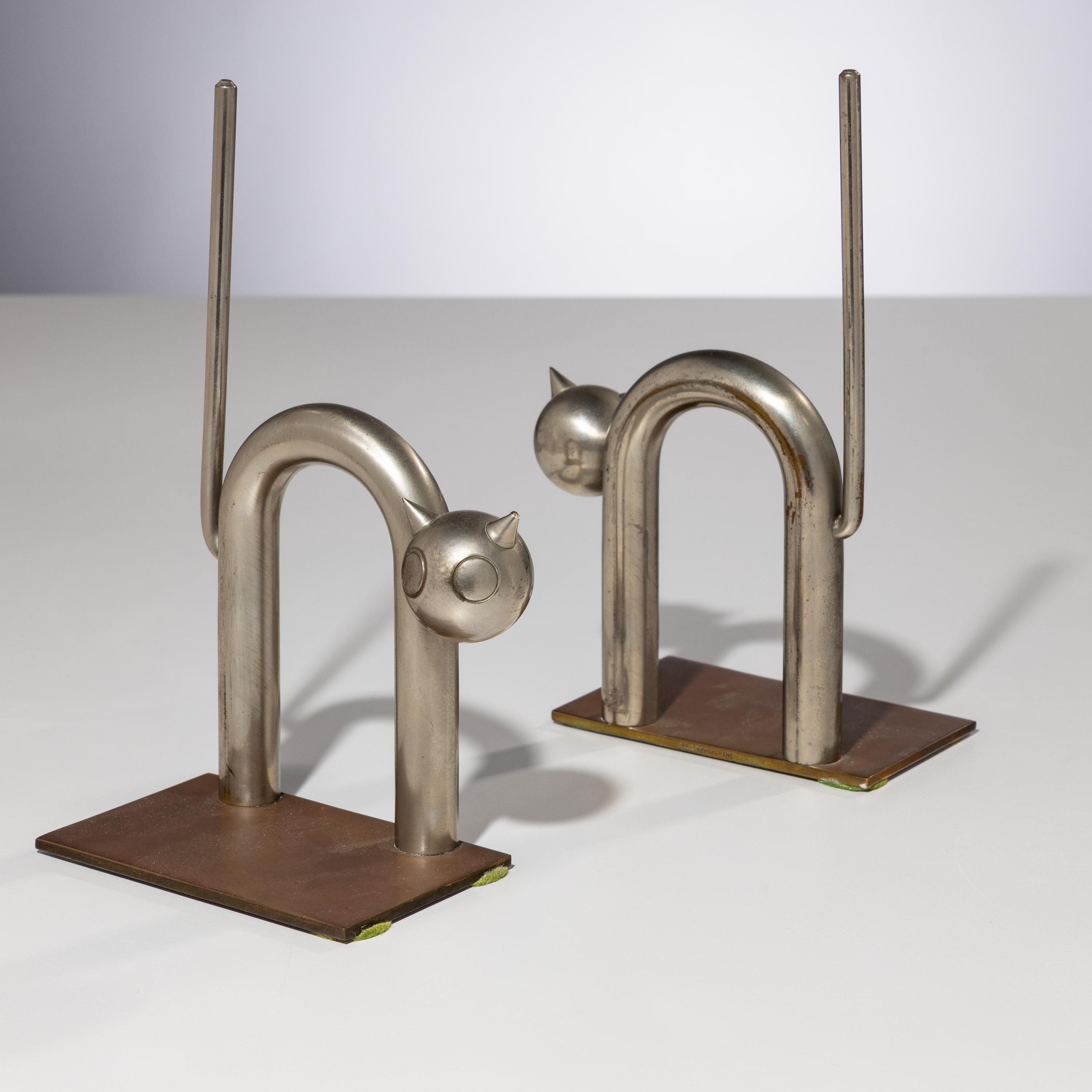 Walter Von Nessen (American, 1889–1943) — Cat Bookends, model 17042, c. 1930 for Chase Brass & Copper Co. New York