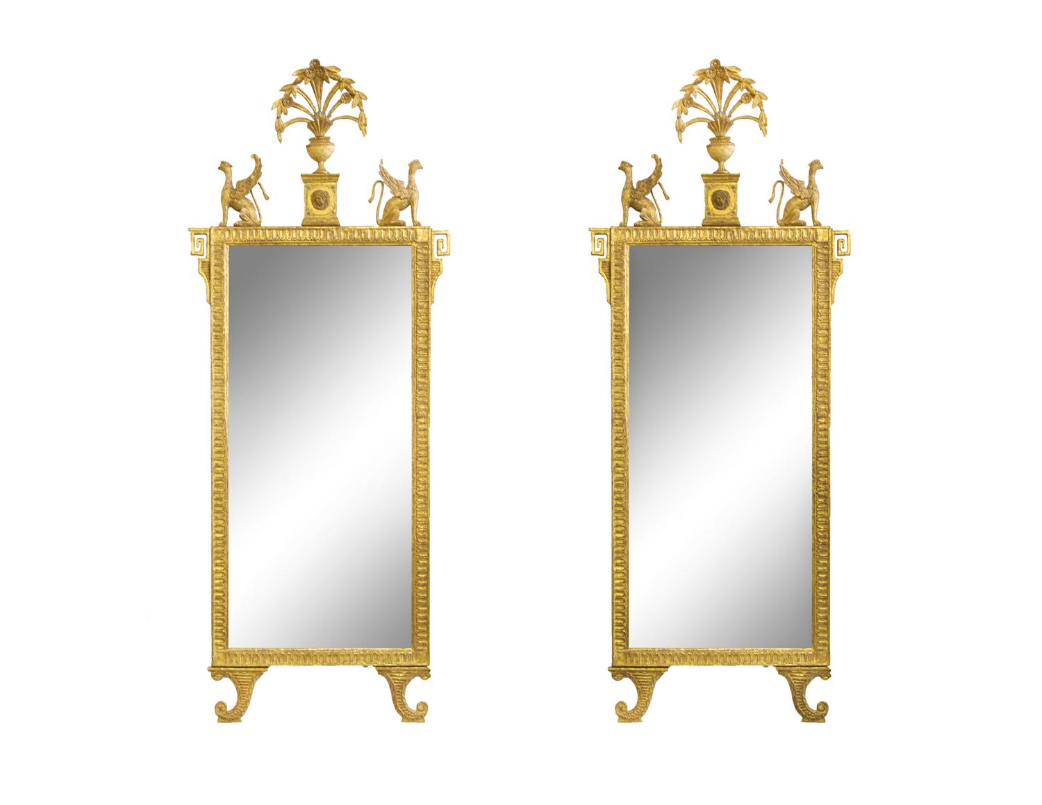 A Pair of Neoclassical Style Giltwood Pier Mirrors
