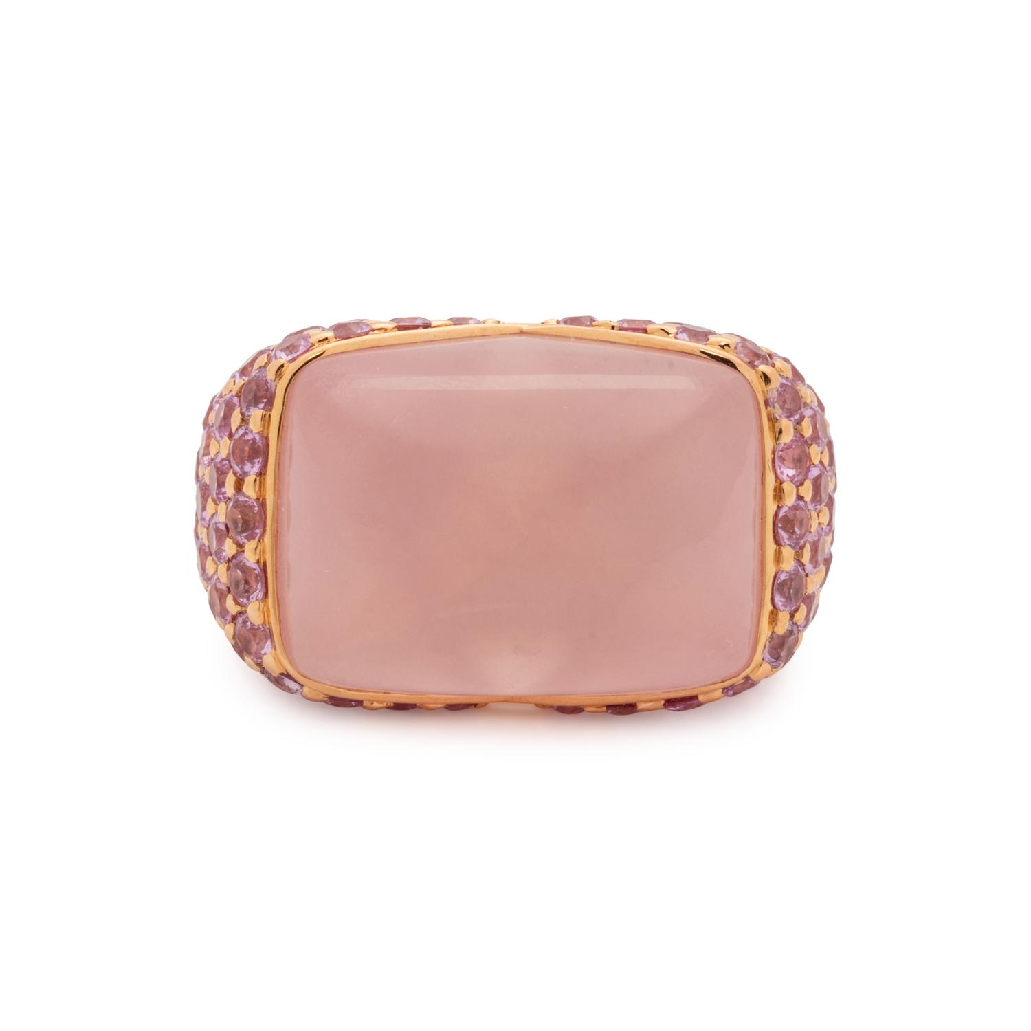 ROSE QUARTZ AND PINK SAPPHIRE RING