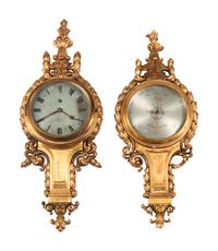 A French Carved Giltwood Clock and Barometer
