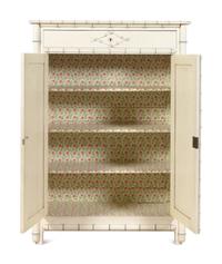 A Victorian White Painted Faux Bamboo Armoire