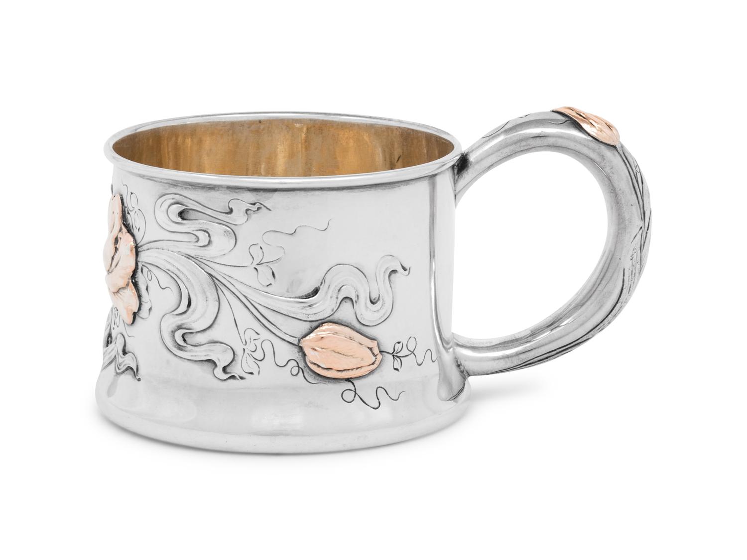 An American Silver and Mixed Metal Mug