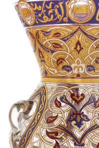 A French Mamluk Revival Style Enameled Glass Mosque Lamp