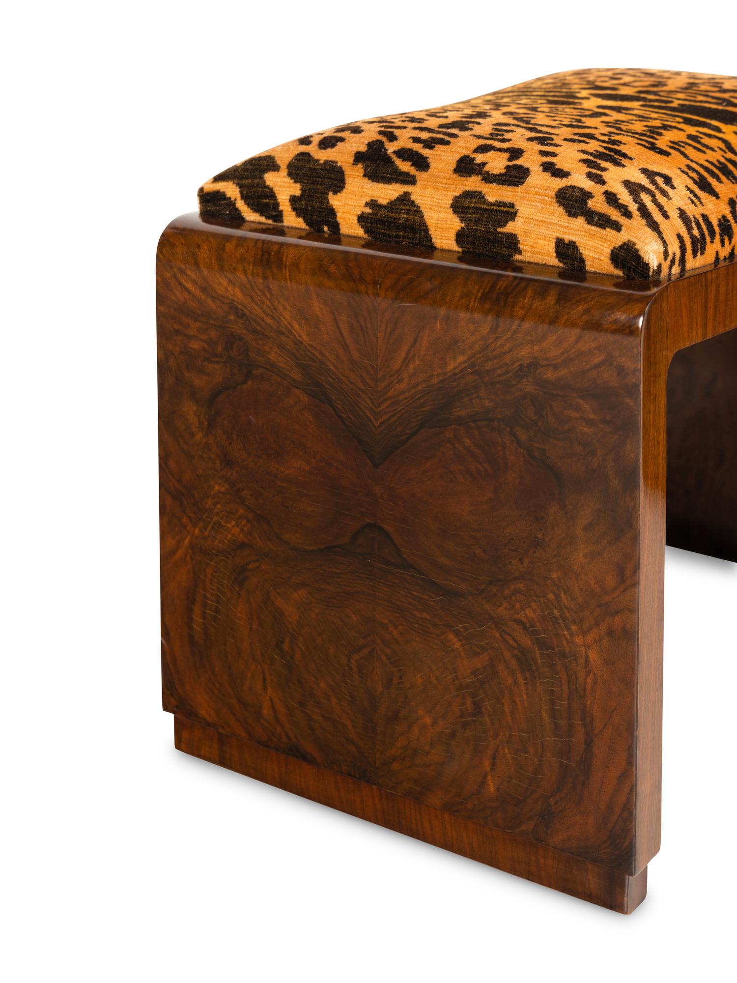 A Pair of Art Deco Burlwood Stools