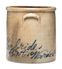 A John MacBride Cobalt Decorated Four-Gallon Stoneware Crock