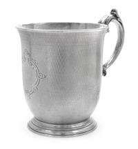 A Victorian Silver Handled Cup, George Richards and Edward Brown, London, 1862, the body with engine turned decoration throughout with