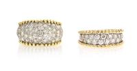 A Pair of Gold and Diamond Rings, 11.90 dwts.