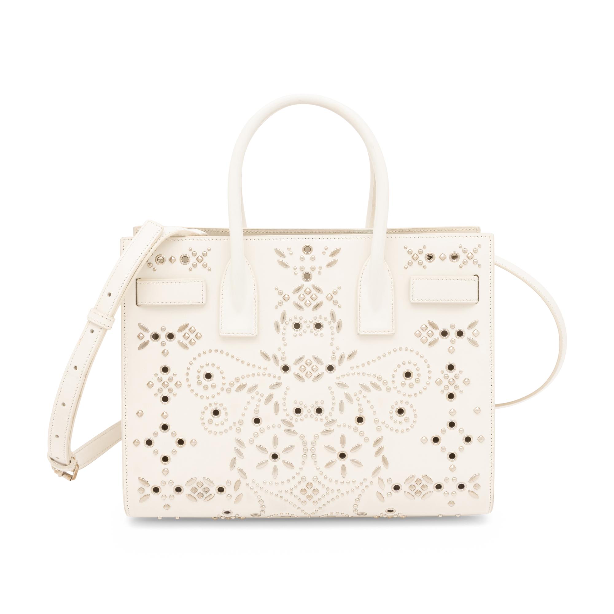 Saint Laurent, Sac du Jour in Bandana-Studded White Leather