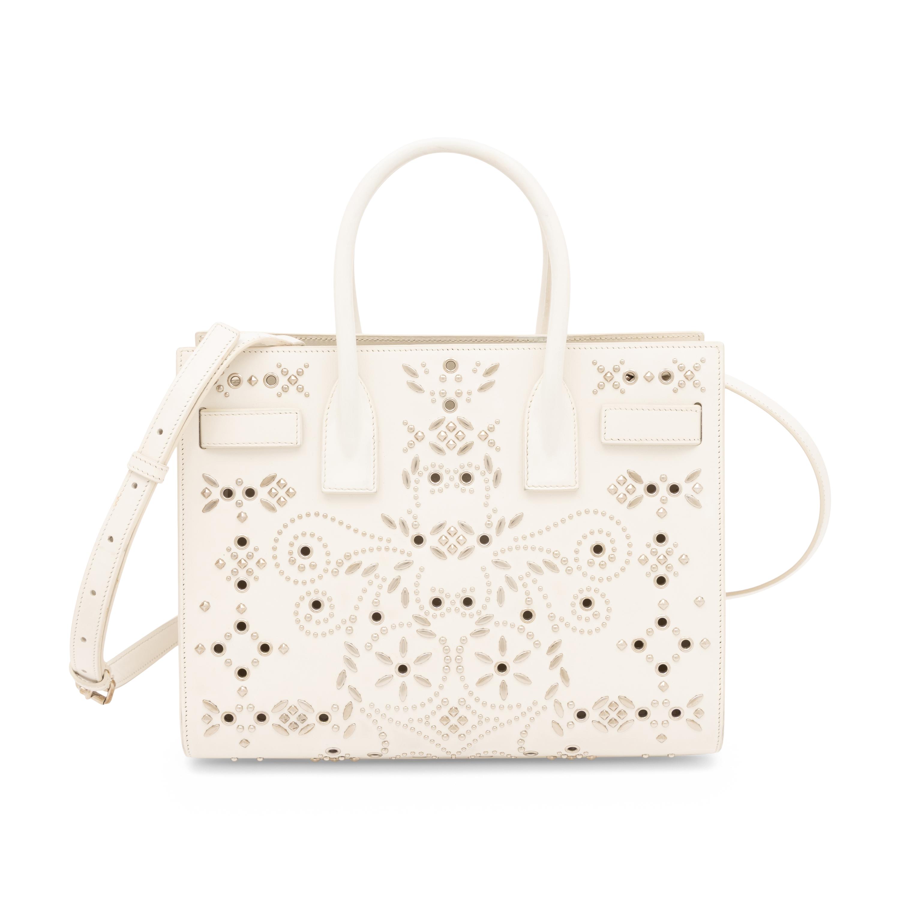 Saint Laurent, Sac du Jour in Bandana-Studded White Leather