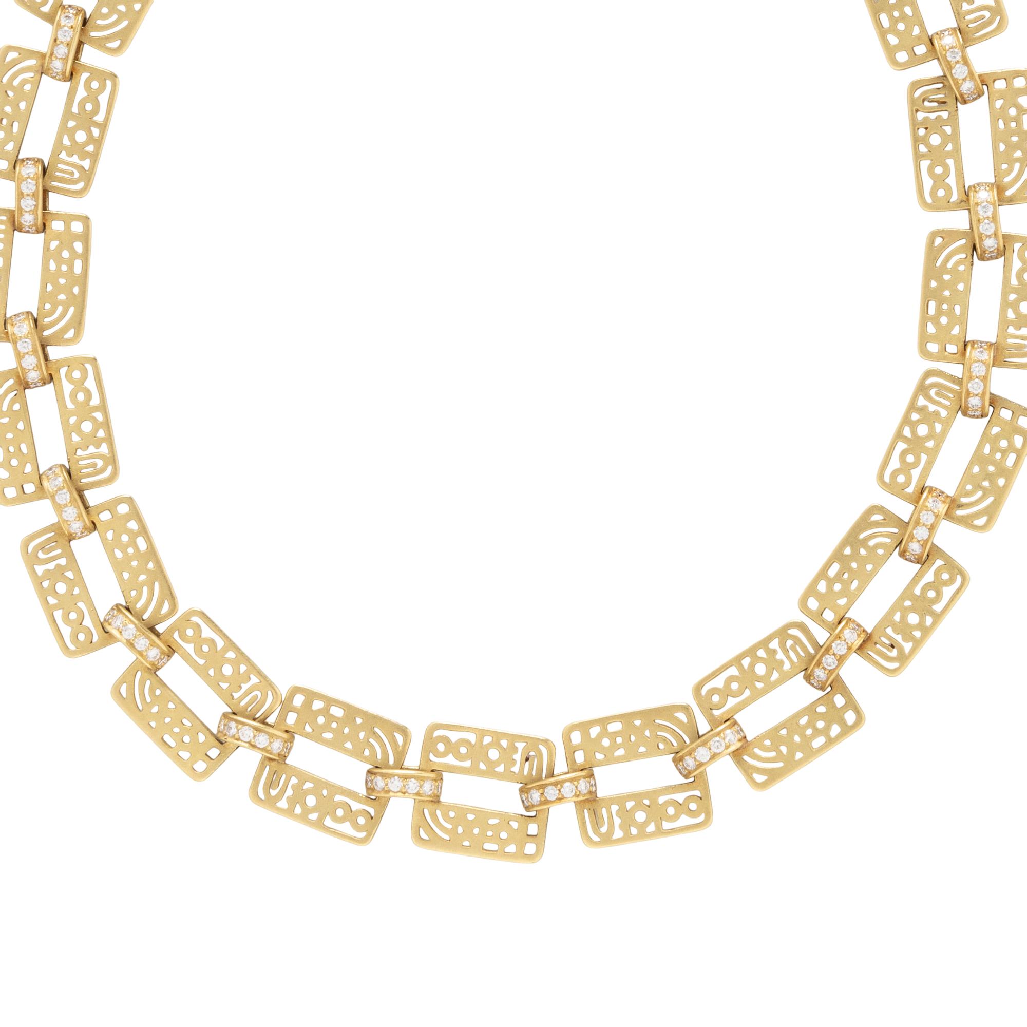 KIESELSTEIN-CORD, YELLOW GOLD AND DIAMOND NECKLACE