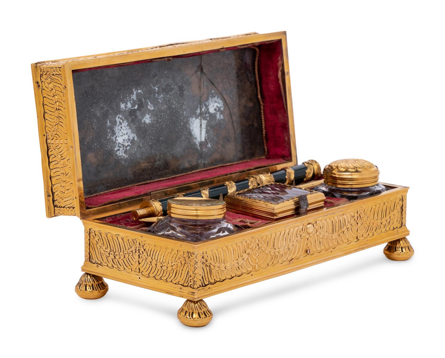 A Continental Rock Crystal, Agate and Gilt Metal Mounted Writing Casket