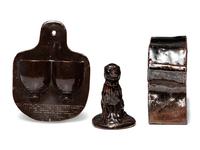 Three Albany Slip Glaze Stoneware Articles