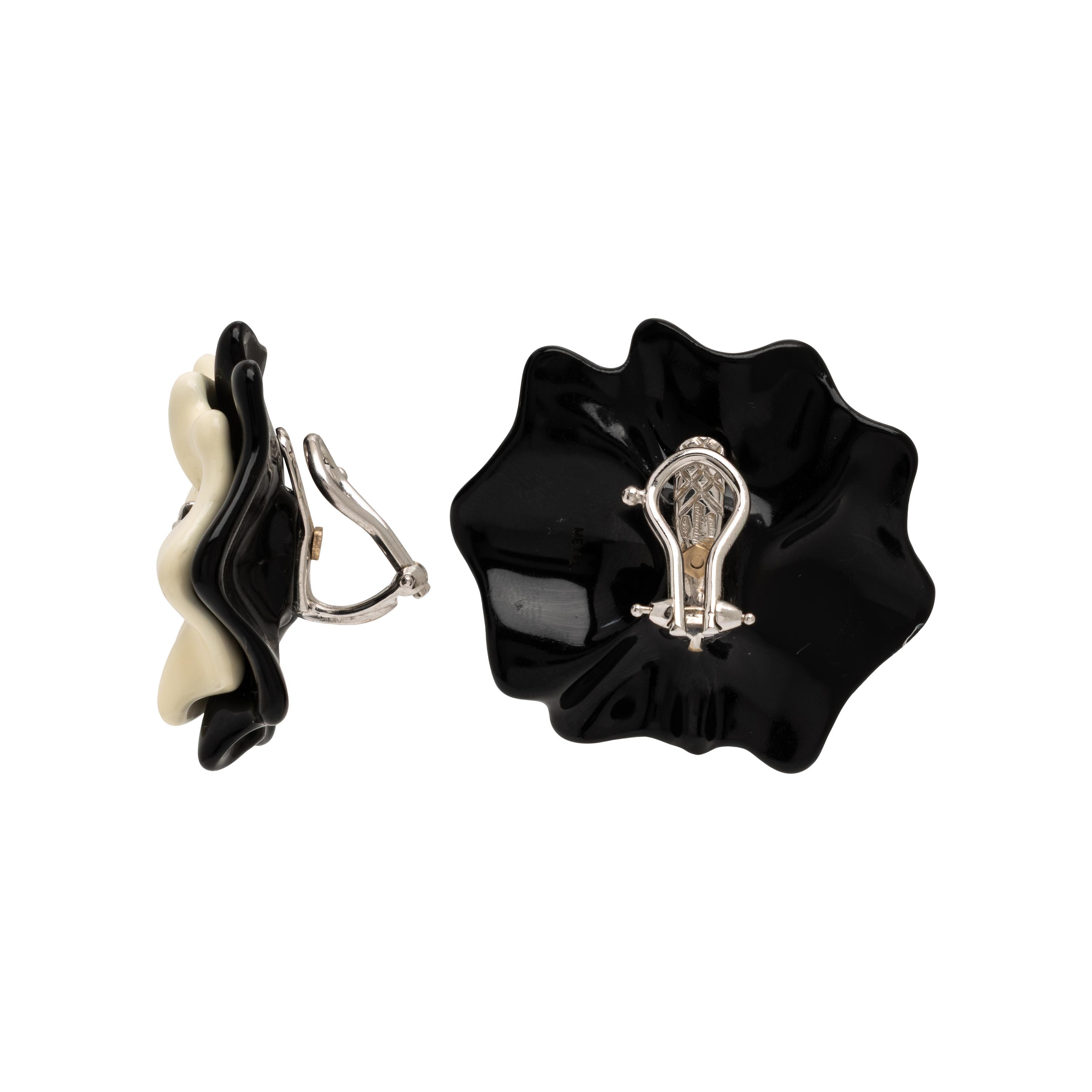 Sabbadini, ‘Colorful Flowers’, Spinel, Lacquer, and White Gold Earrings