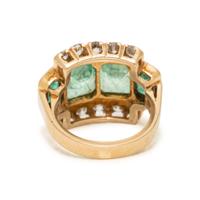YELLOW GOLD, EMERALD, AND DIAMOND RING