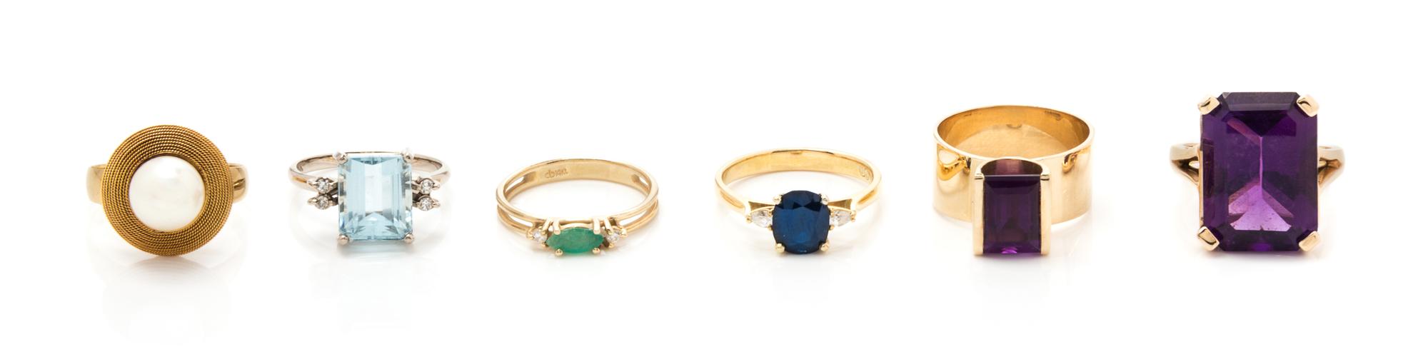 A Collection of 14 Karat Gold and 18 Karat Gold Rings, 11.40 dwts.