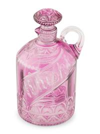 An American Cut-to-Clear Amethyst Glass Whiskey Bottle