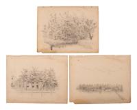 [CIVIL WAR]. A group of 7 items associated with James M. Barnard, 24th and 44th Massachusetts Infantry, highlighted by war-date sketches by Barnard, an autographed CDV, and a regimental history of the 24th Massachusetts Infantry.