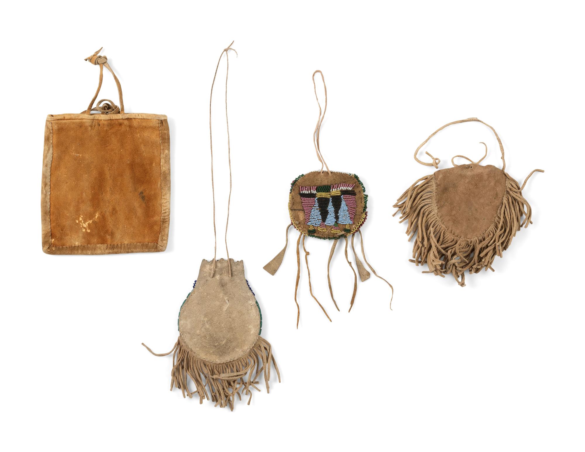 Collection of Plains and Plateau Beaded Hide Pouches