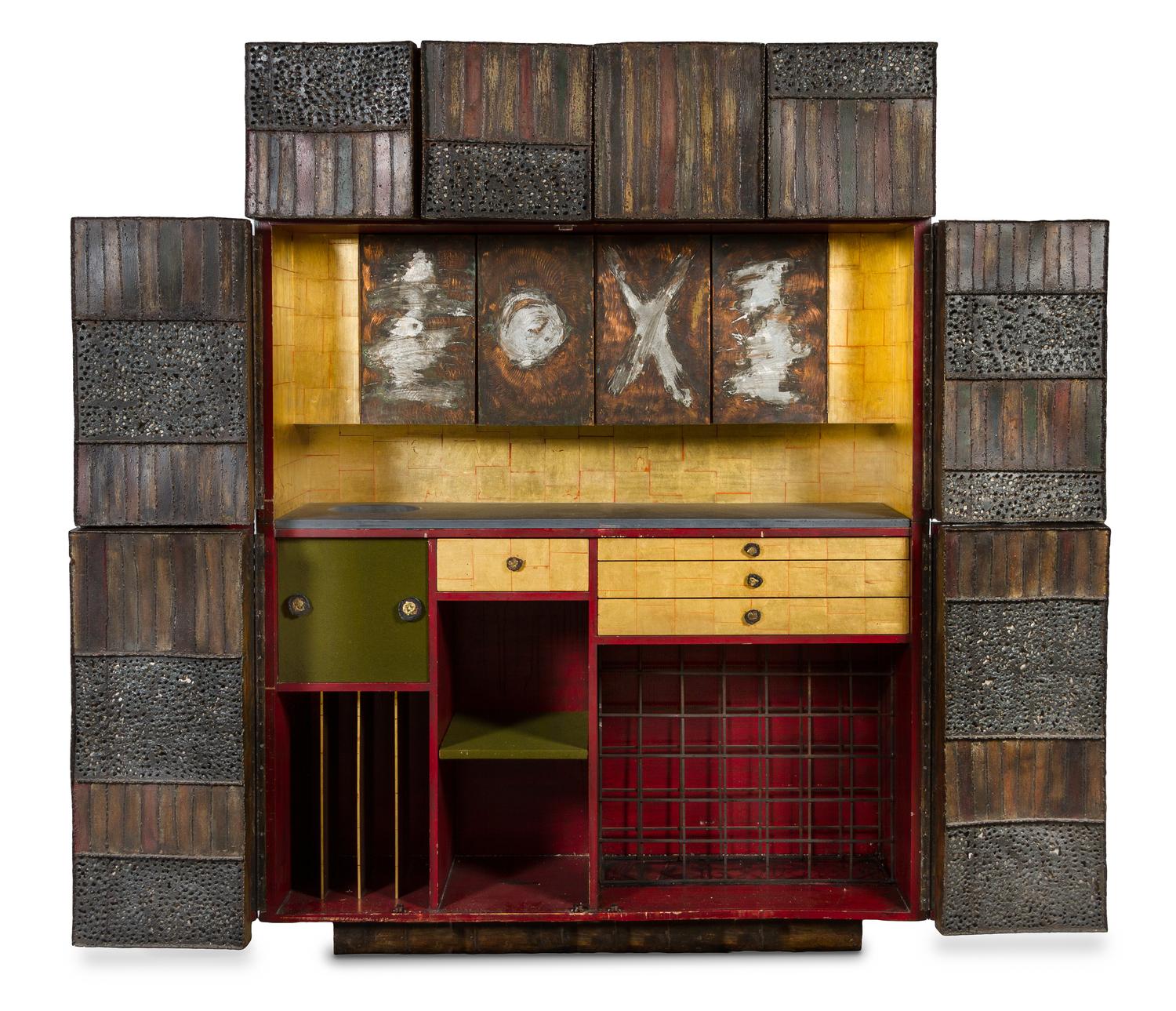 A Paul Evans Custom Bar Cabinet Height 82 1/2 x width 60 x depth 23 inches. — CIRCA 1965