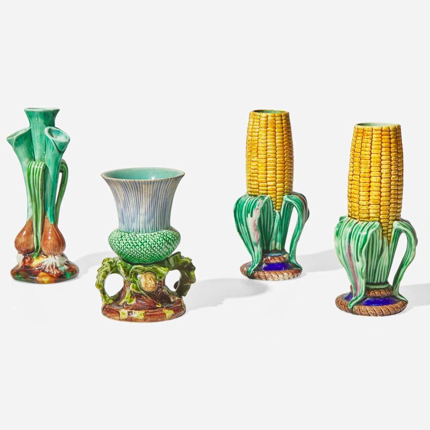 Four Wedgwood Majolica Vases UK, 1870s